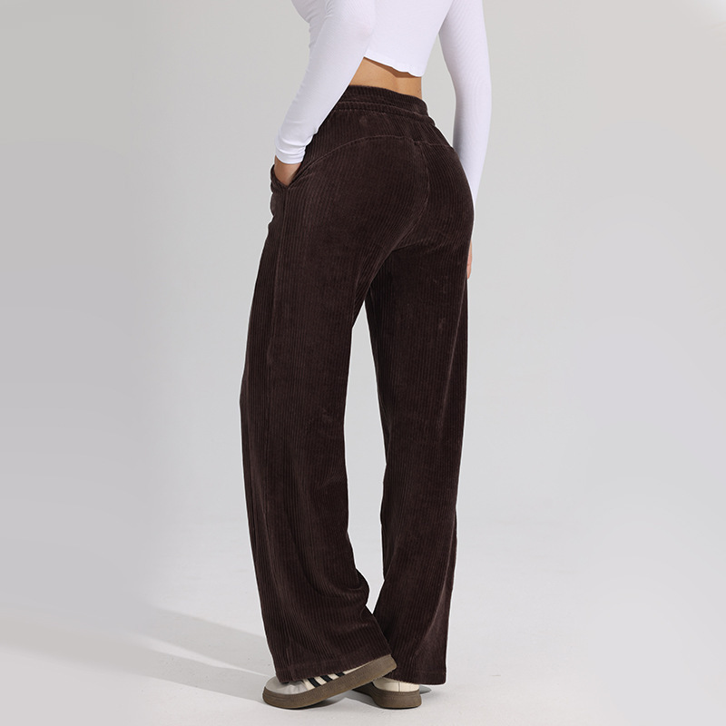 New Style Sweatpants Women's Mid-Waist Wide-Leg High-End Corduroy Casual Long Draped Straight-Leg Pants