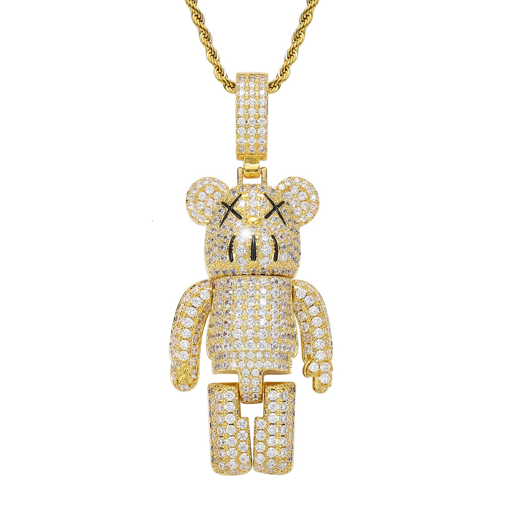 Luxury Moissanite Anime Mecha Bear Iced Out Bling Hip Hop Labubu Pendant Trendy Swag Accessory Pass the diamond tester