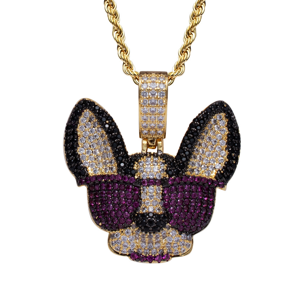 Luxury Moissanite Hip Hop Jewelry Chihuahua Dog Pendant with Sunglasses Creative Trendy Brand Cool Moissanite Accessory Pass the diamond tester
