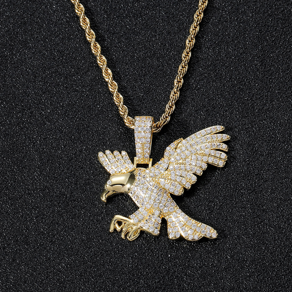 Luxury Moissanite Hip Hop Eagle Pendant Iced Out Diamond Streetwear Necklace Druzy jewelry Pass the diamond tester