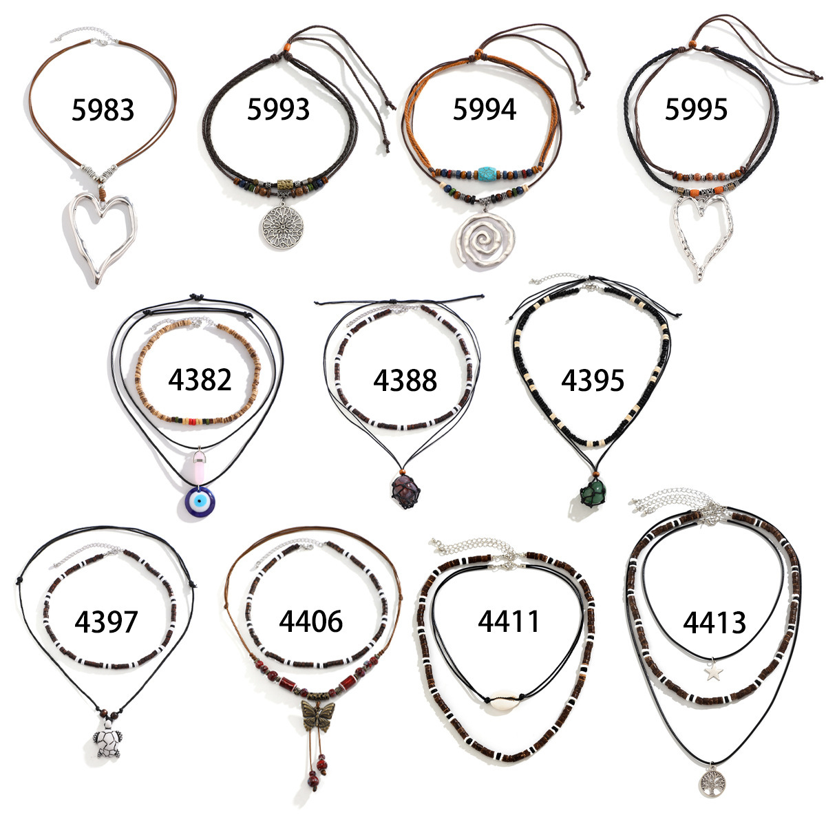 Jewelry Beaded New Chinese Style for Women Versatile Butterfly Wooden Bead Turquoise Necklace