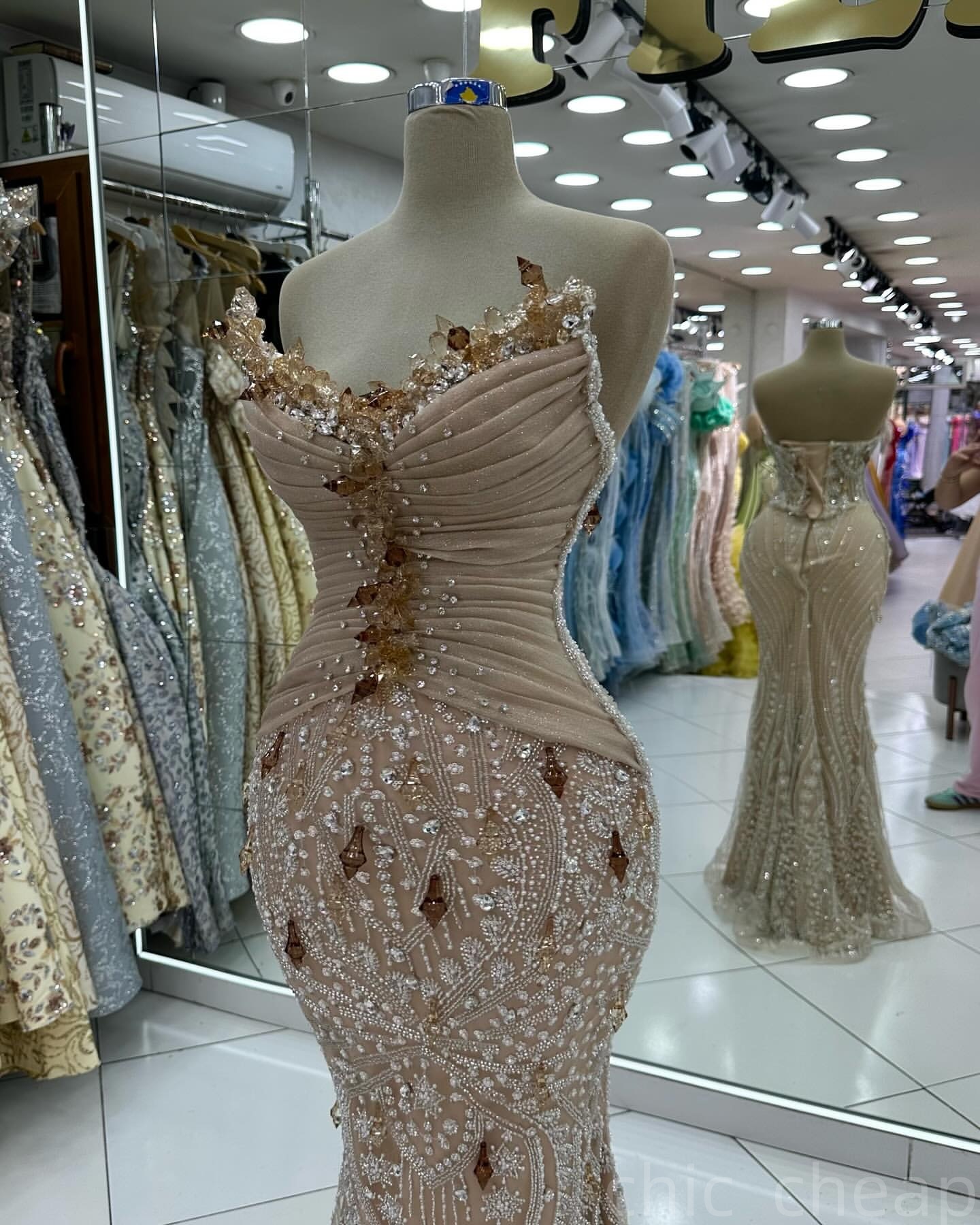 Champagne Mermaid Prom Dresses 2025 Rhinestones Sweetheart Sequined Evening Formal Party Second Birthday Engagement Gowns Plus Size Dress For Special 