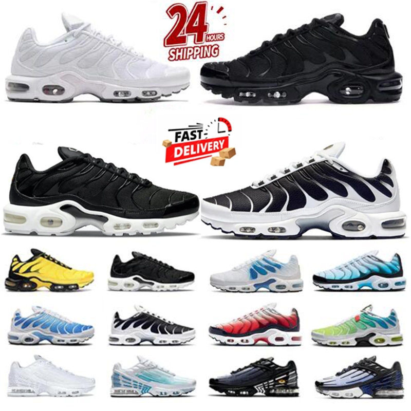 Tn Plus 3 Running Shoes Men Women Triple White Black Sky Blue Gradient Dusk Unity tns Plus Tennis Breathable Mens Trainers tnss outdoor Sports Sneakers Size 36-49