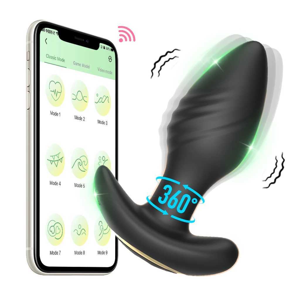 Rotation Anal Vibrator 9 Mode Butt Plug APP Remote Control Anal Sex Toy for Men Vibrating Prostate Massager Anal Plug Adult Game W250624
