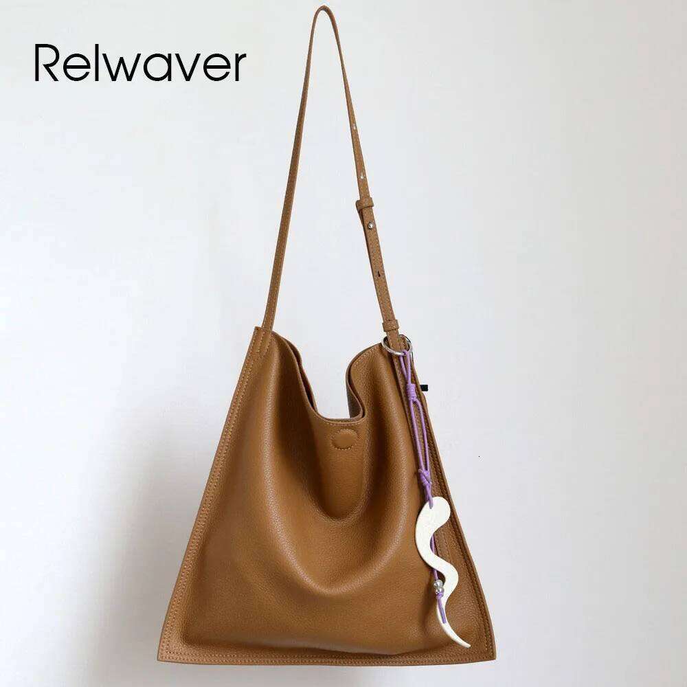 Luxury Designer bags Relwaver women shoulder big genuine leather tote 2025 autumn winter thin crossbody commuting ladies hand bag