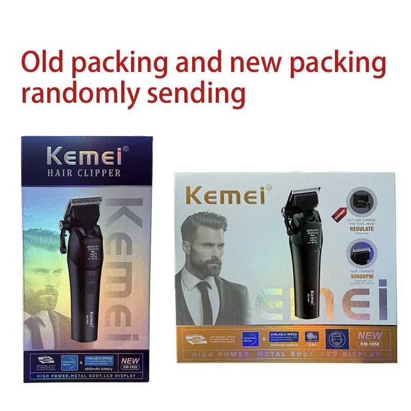 Kemei 1858 Original Professional Rechargeable Hair Trimmer Adjustable Hair Clipper USB Carving Barber Salon DLC Blade XJ250624