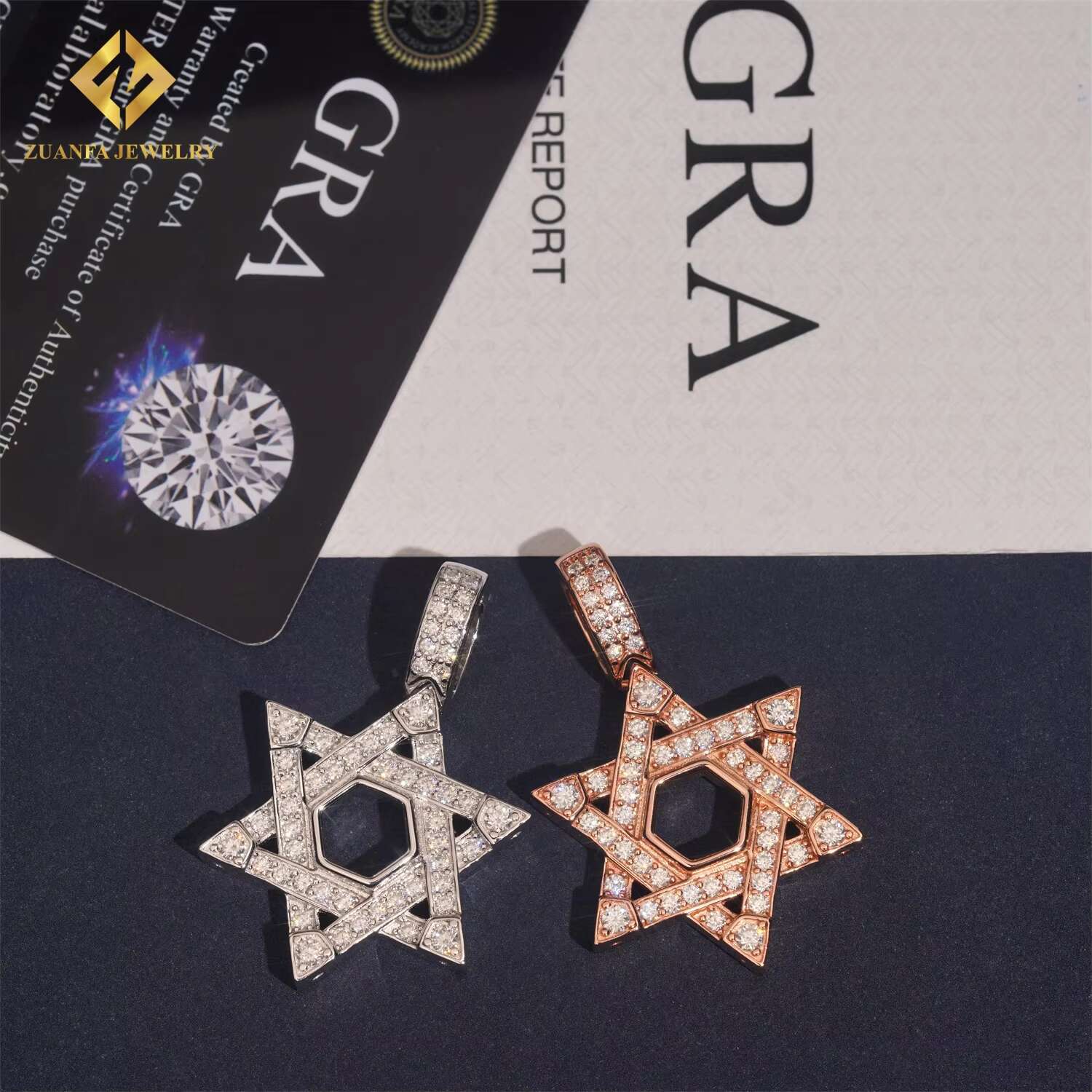 Factory Direct Fine Jewelry Hip Hop VVS Diamond Necklace Solid 925 Sterling Silver Moissanite Iced Out Star Pendant