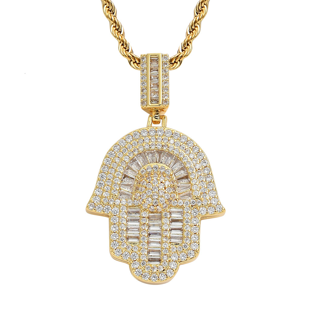Luxury Moissanite Jewelry Fatima Hand Iced Out Hip Hop Pendant Round Square Mixed Religious Trendy Accessory Pass the diamond tester