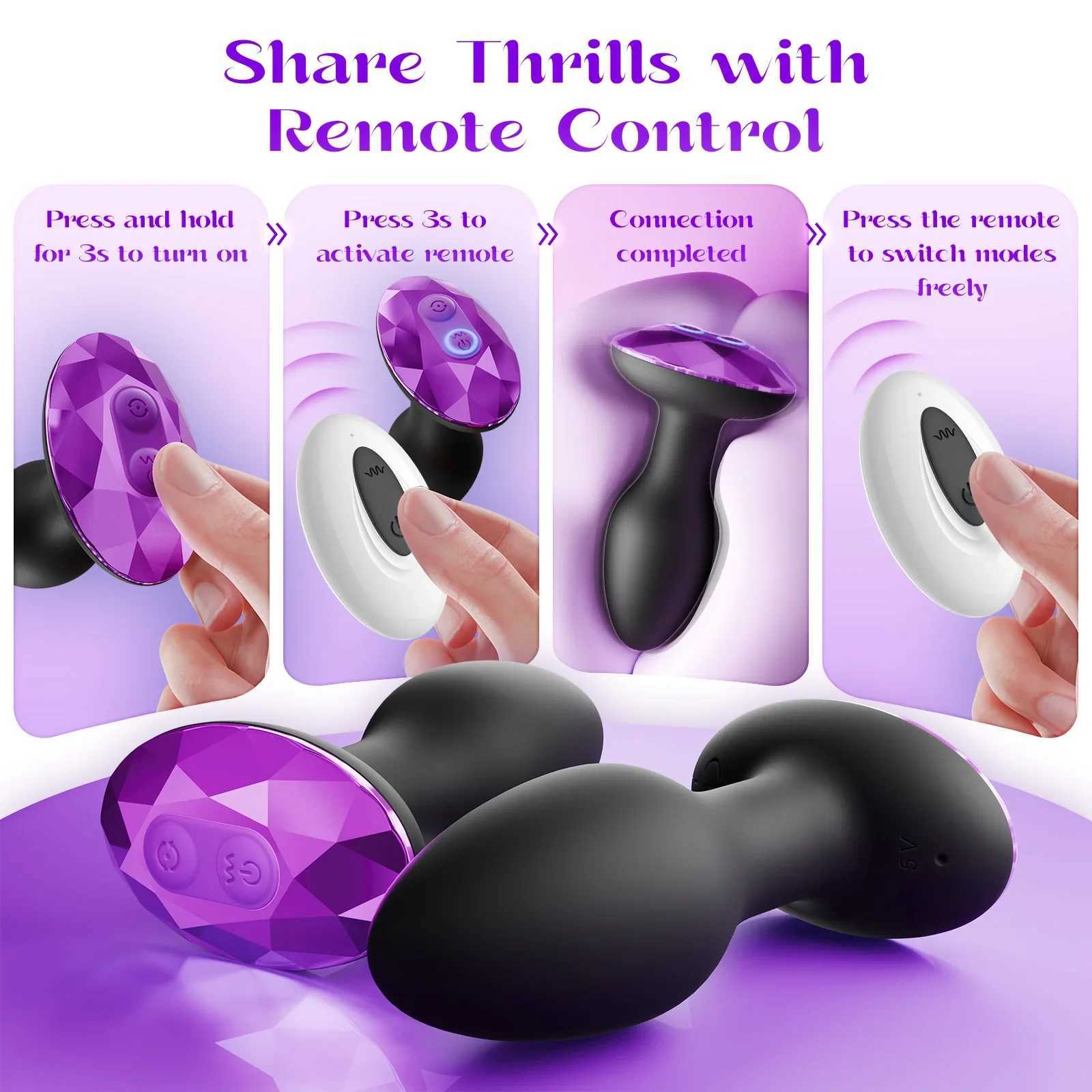 360 Remote Control Rotating Plug Anal Vibrator Dildo Silicone Prostate Massager Anal Butt Plug Dilator Sex Toys For Women Men W250624