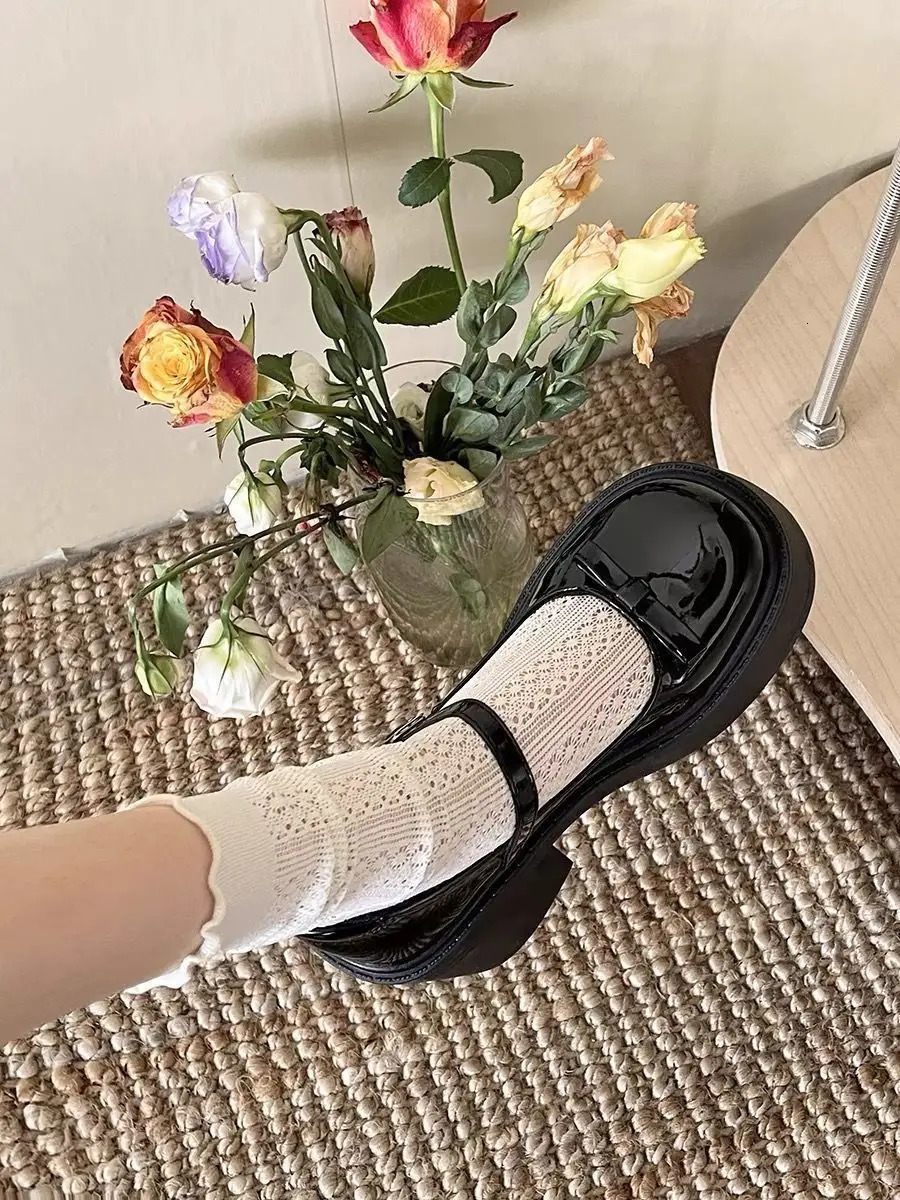 Woman Pumps with Medium Heels Platform Bow Mary Jane Shoes for Women High Quality Wholesale Casual Young Korean Style Y2k Spring 250624