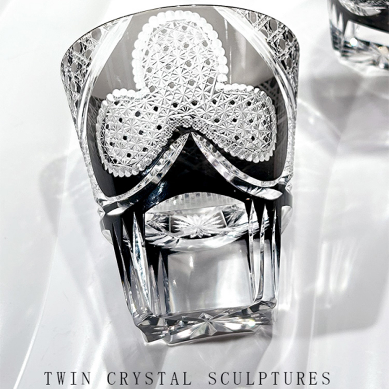 Square double cup lead glass with high aesthetic value, high-end water cup, whiskey and foreign wine glass, fashionable