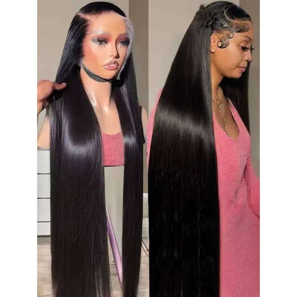 40 50 Inch 200 Density Frontal Wig For Black Women Brazilian Human Hair 5x5 Bone Straight HD Transparent Lace Front Wigs