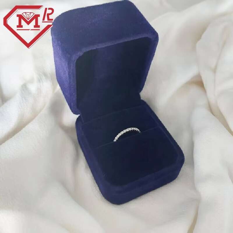 ALL SIZE AVAILABLE 14k Solid Gold Moissanite Diamond Wedding Band Stack Ring Half Eternity Band for Women