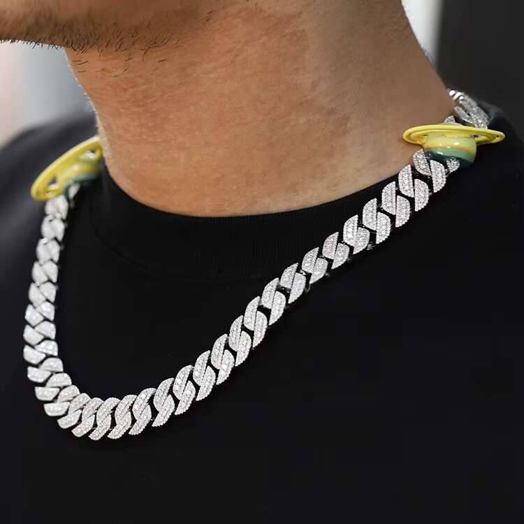 Fashion Design Planet Necklace 16mm Wide Iced Out Chain Moissanite Diamond Cuban Link Chain for Fine Jewelry