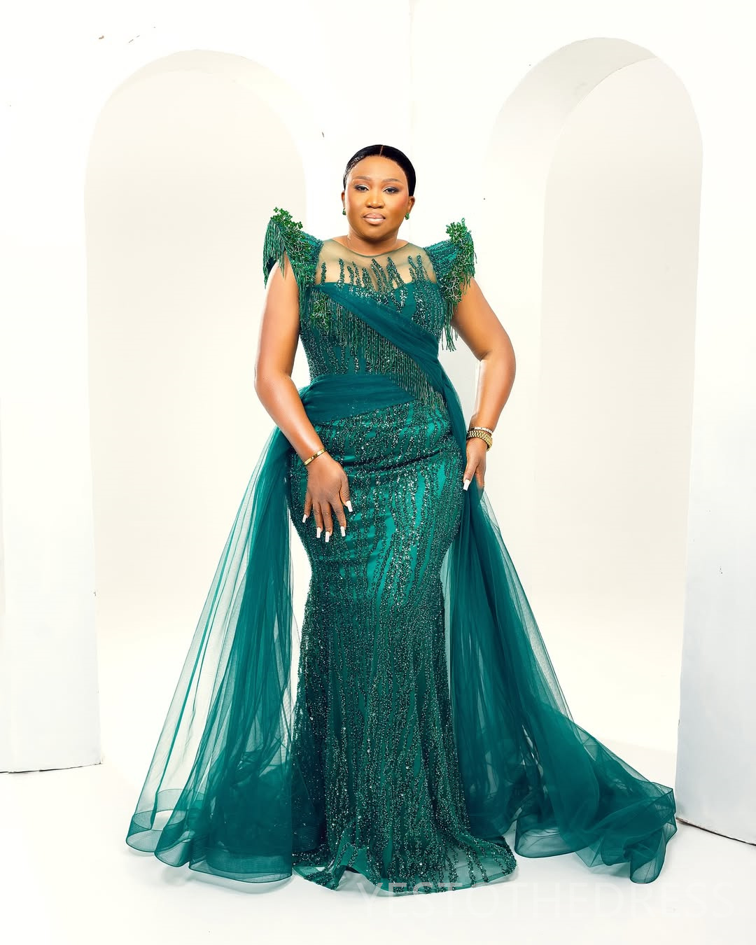 2025 Plus Size Hunter Green Aso Ebi Prom Dress Mermaid Prom Dresses Evening Formal Gowns Sheer Neck Beaded Lace Tassel Birthday Dress Second Reception