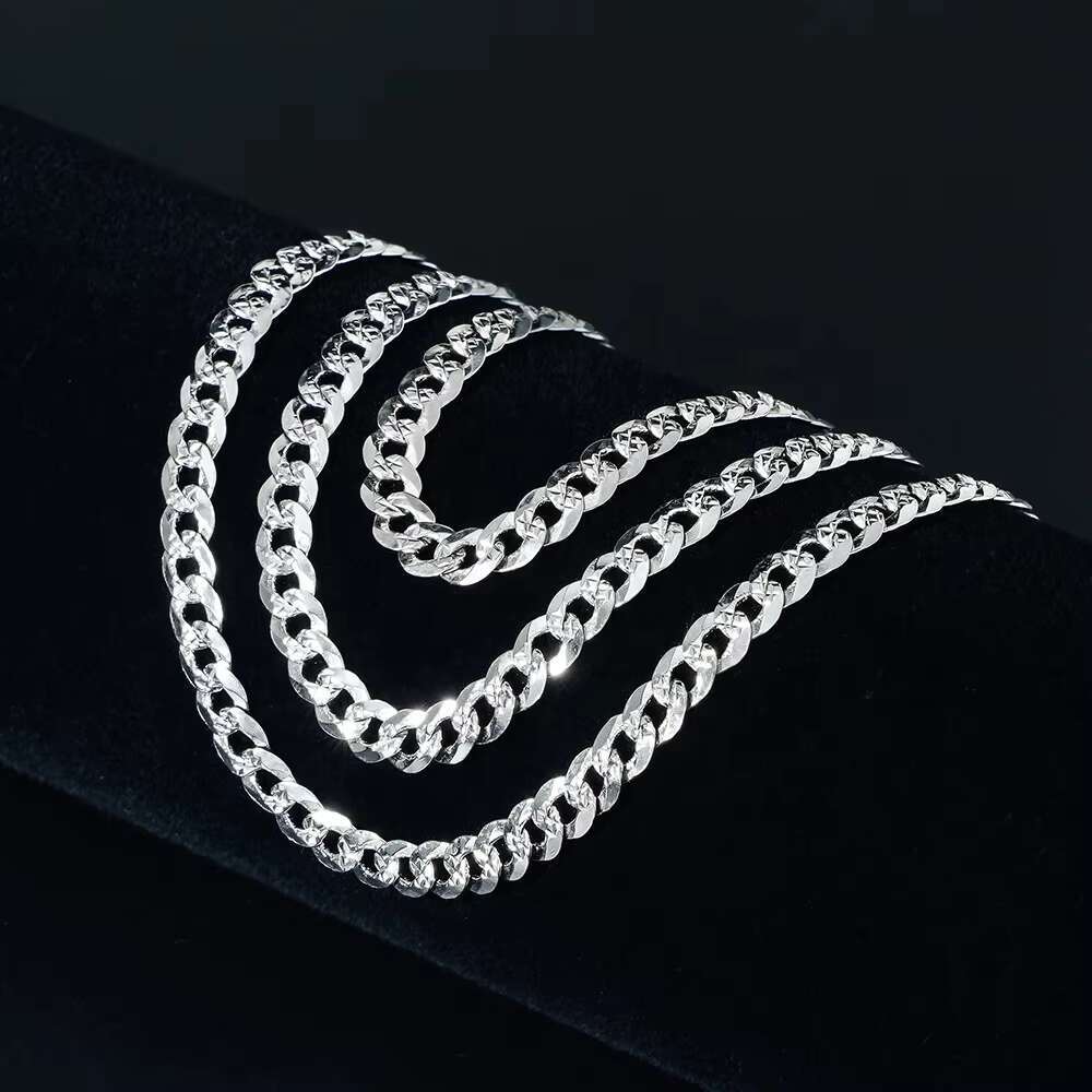 Unisex Punk Original 925 Sterling Silver Hip Hop Style Multi-Sizes Chunky Cuban Llink Chain for Necklace Diy Jewelry Making