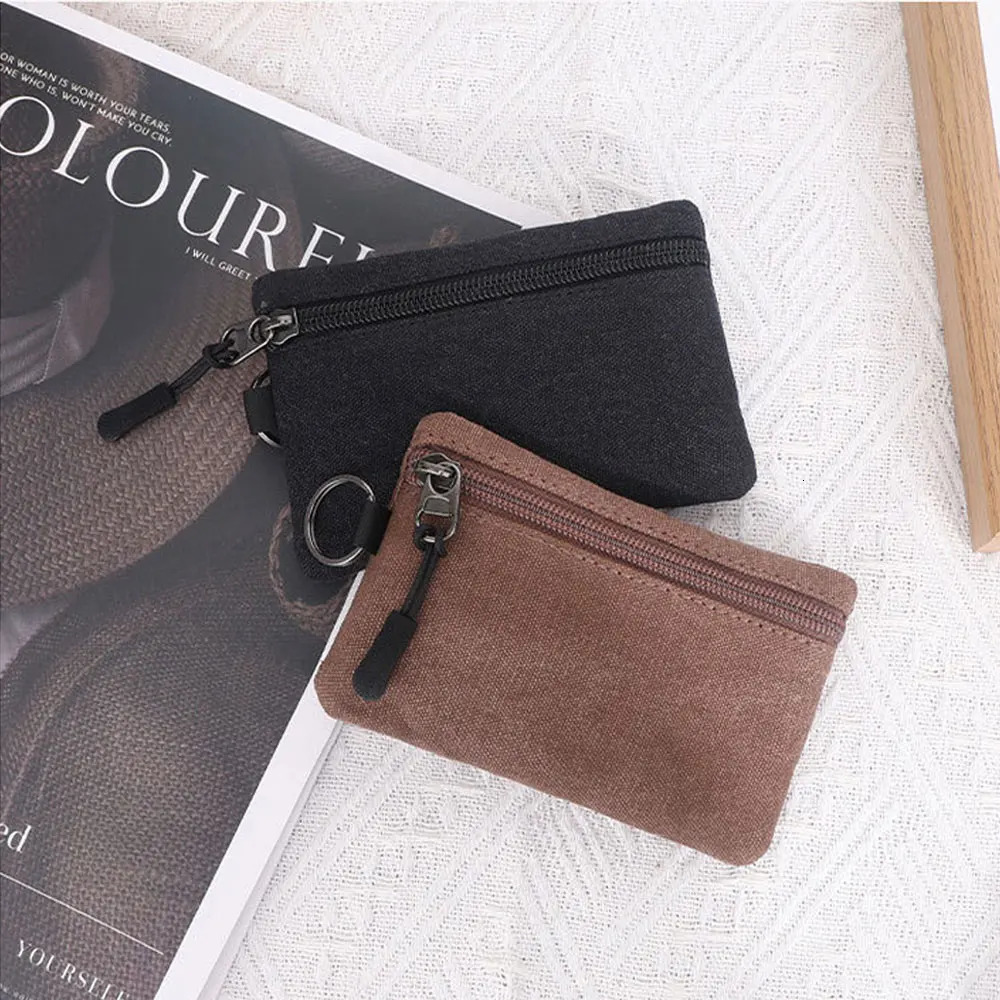1Pcs Canvas Coin Pouch Wallet with Key Ring Mini Card Bag Wallet Pouch Money Pouch Hand-held Bag R250624