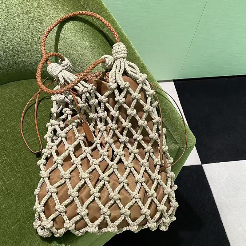 Free shipping designer bag Ins Style 2025 Spring Summer New Casual Handwoven Shoulder Bag Handheld Bag Forest Style Mesh Beach Bag Women Bag