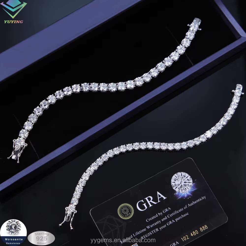 2025Wholesale 925 Silver VVS Blue/green Color Diamond Tennis Chain GRA Moissanite Necklace Bracelet Fine Jewelry for Men/women