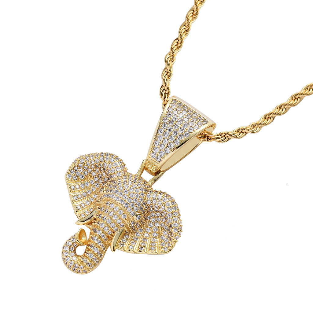 New Elephant Head Hip Hop Pendant 18K Gold Iced Out Animal Unique Street Moissanite Jewelry Pass the diamond tester