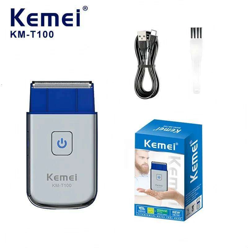 Kemei KM T100 Portable Mini Electric Reciprocating Single Foil Men's Beard Trimmer Shaver