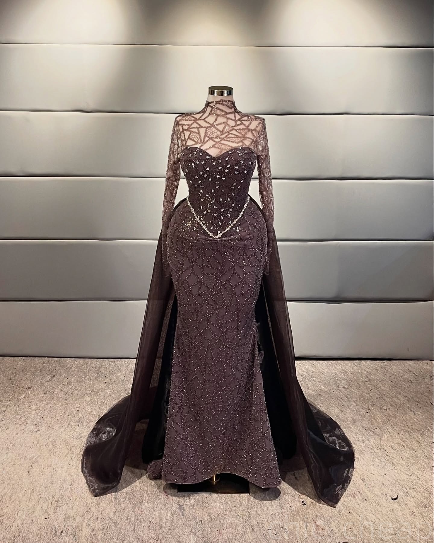 Chocolate Mermaid Prom Dresses 2025 Beaded Crystals Detachable Train Evening Formal Party Second Birthday Engagement Gowns Plus Size Dress For Special