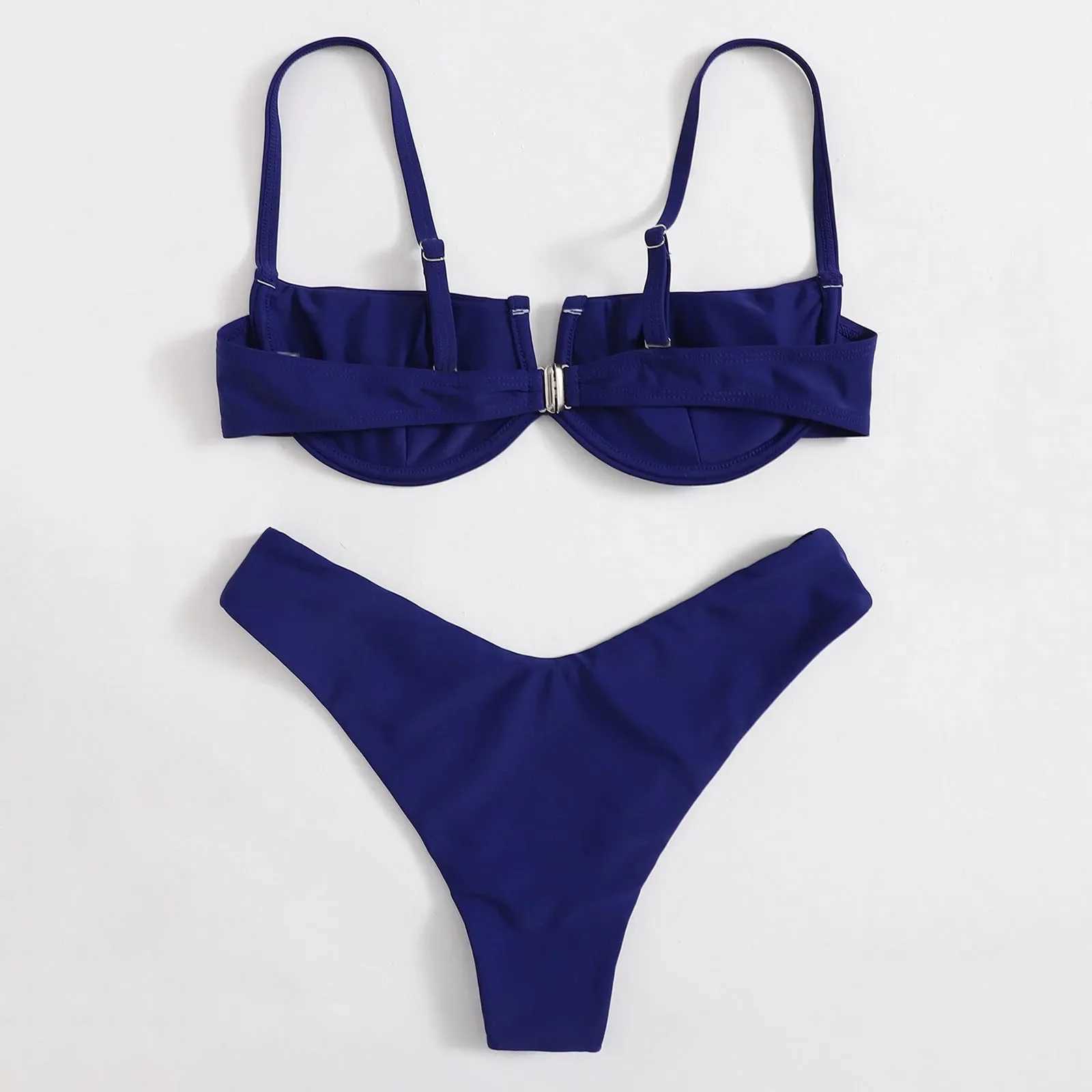 WomenS Bikinis Trend 2025 WomenS Summer Fashion Steel Push Up Two Piece Swimsuit Sexy Bikini SolidXJ250624