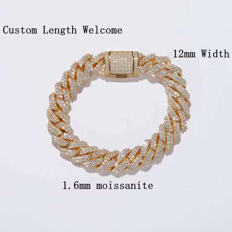 Starsgem Diamond Cuban Link Chain S925 Sterling Silver Moissanite Cuban Bracelet Hiphop Cuban Chain Necklace