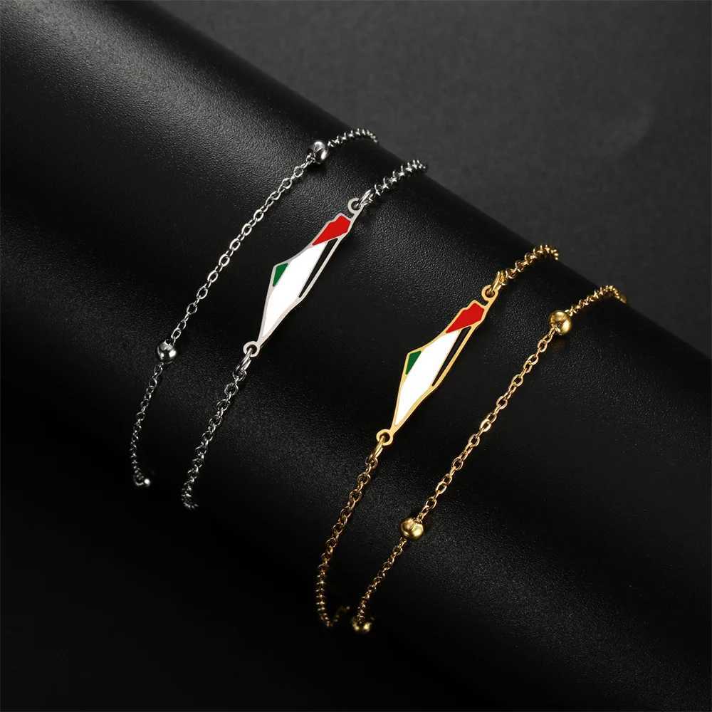 My Shape Palestine Map Flag Charms Bracelets for Women Stainless Steel Palestine Country Geography Map Pendant Bangle Jewelry X250625