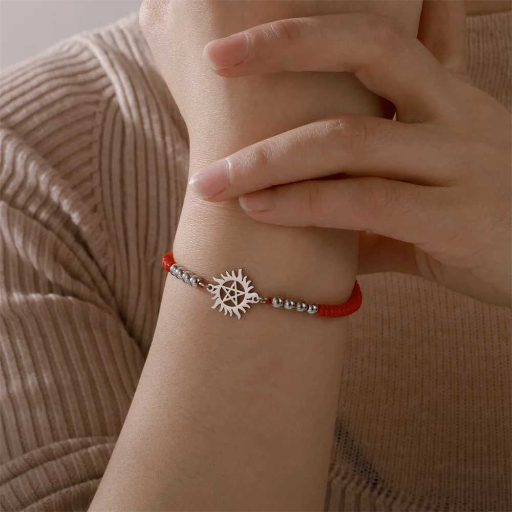 My Shape Pentagram Sun Bracelets Stainless Steel Pendant Bangle Adjustable Size Hand Chain Jewelry Supernatural Amulet Gifts X250625