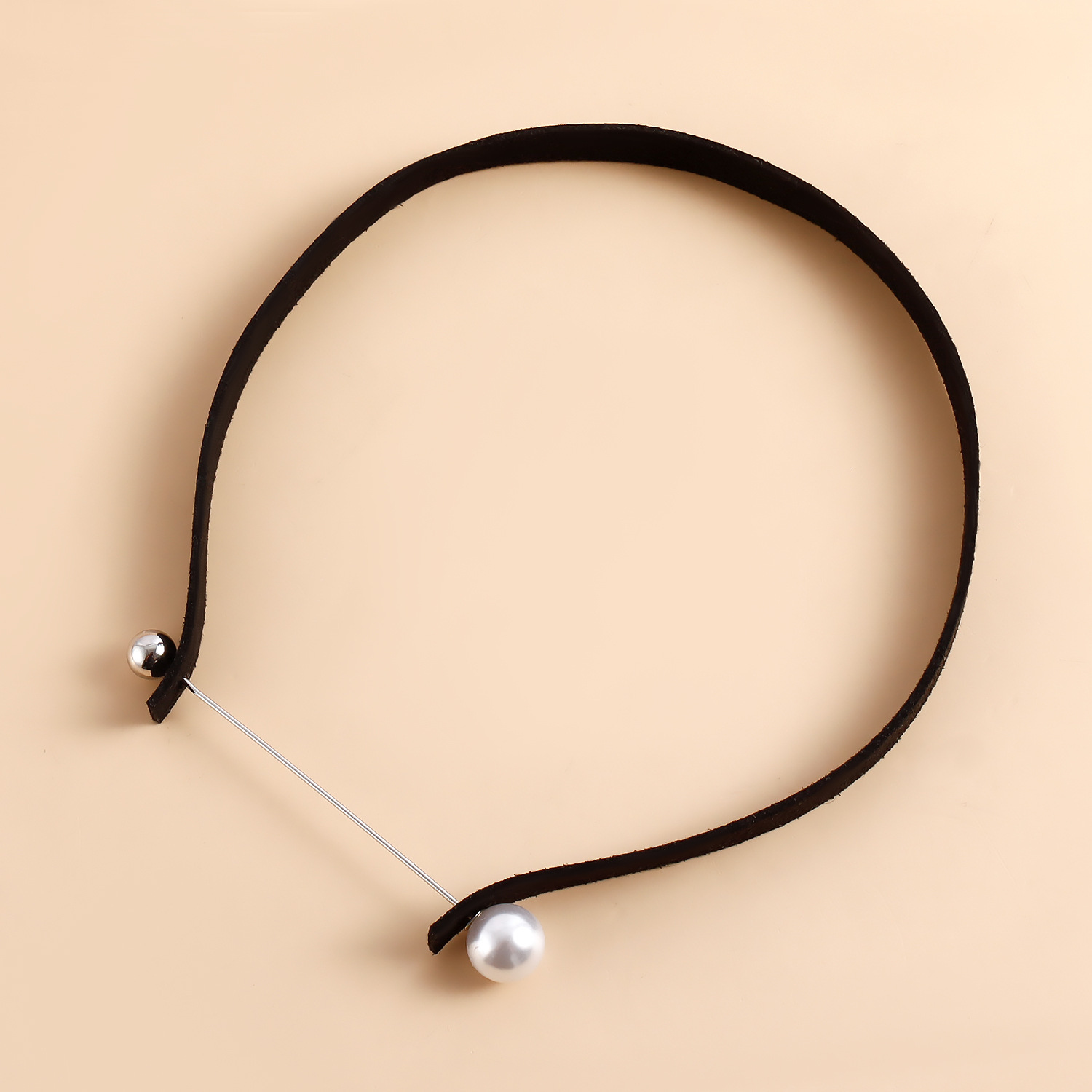 Accessories Fashionable Korean Veet Choker Simple Personality One-word Faux Pearl Necklace Jewelry for Women