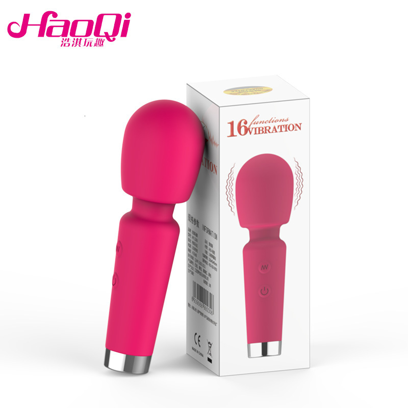 Haoqi Fun Adult Products Mini Compact AV Stick Rechargeable 16-Speed Vibration Female Massager