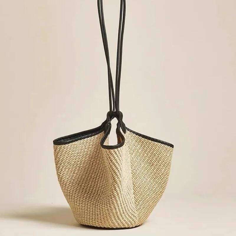 Drawstring Bucket Composite Bags For Women Designer Handbag Purse 2025 New In Casual Vacation Straw Weave Beach Shoulder