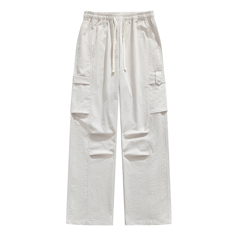 Loose casual pants for men, summer lightweight quick-drying straight-leg long trousers, workwear, ice silk breathable designer.