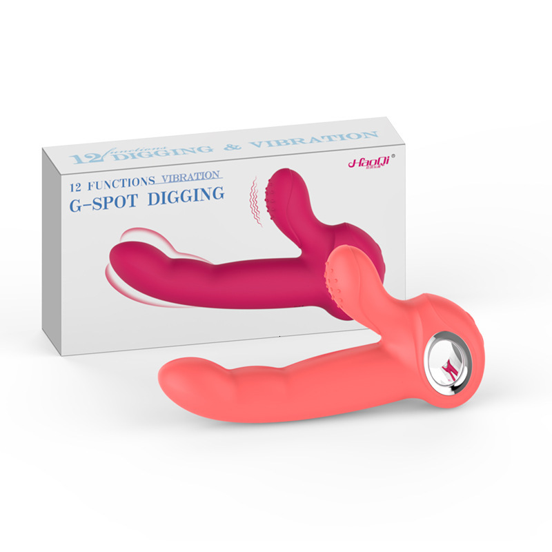 Haoqi Fun 12-Speed Rechargeable Thrusting Wand Female Finger Vibrator Massager Adult Product