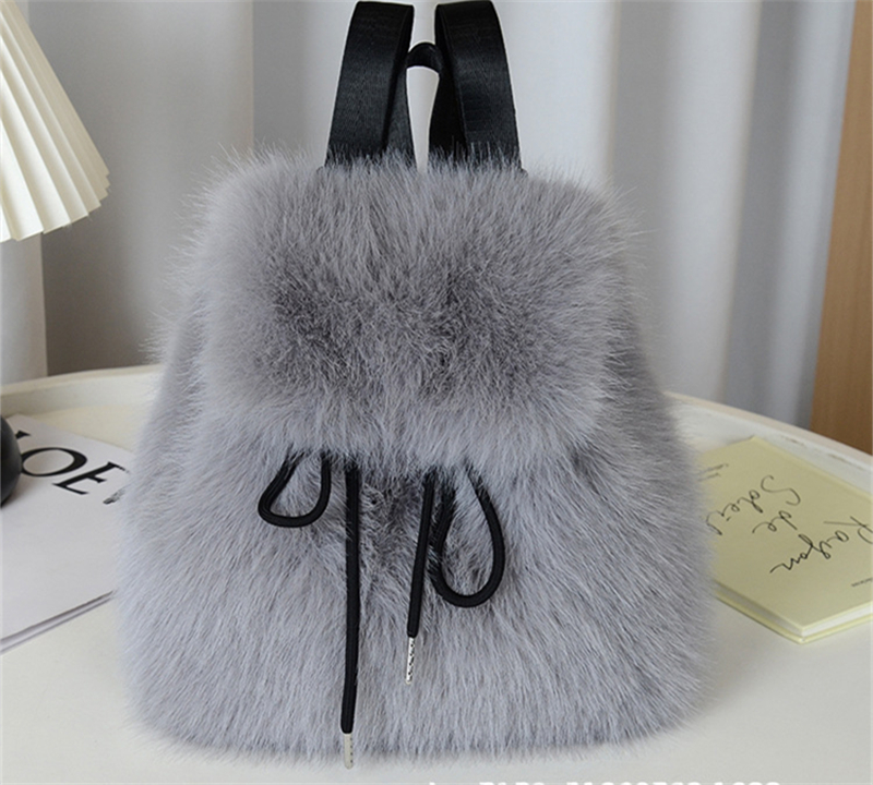 hot free shipping Backpack Style 2025 new fashionable luxury bag crossbody bag Autumn Winter Imitation fur plush bag for womens black pink