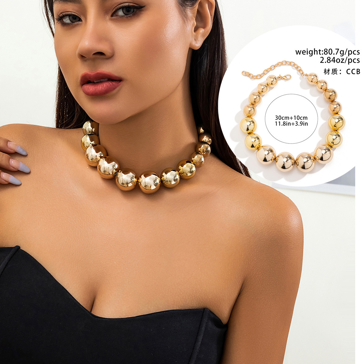 Exaggerated Cyber Style Multi-layer Bead Layered Elegant Niche Detachable Heart-shaped Personality Necklace