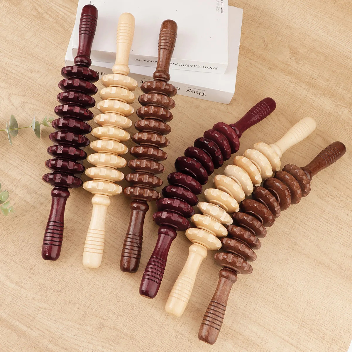Wooden Therapy Massager Roller Trigger Point Massager Stick for Fascia Cellulite Muscle Abdomen Body Muscle Belly Relief Too 250619