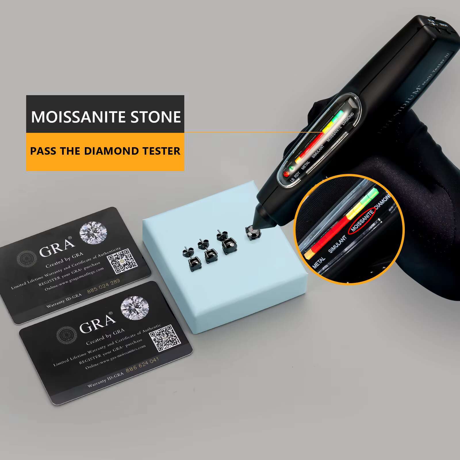 Men 925 Sterling Silver Moissanite 1.0ct 2.0ct Black Gold Plated VVS GRA Women Hiphop Jewelry Parties Gift Diamond Stud Earring