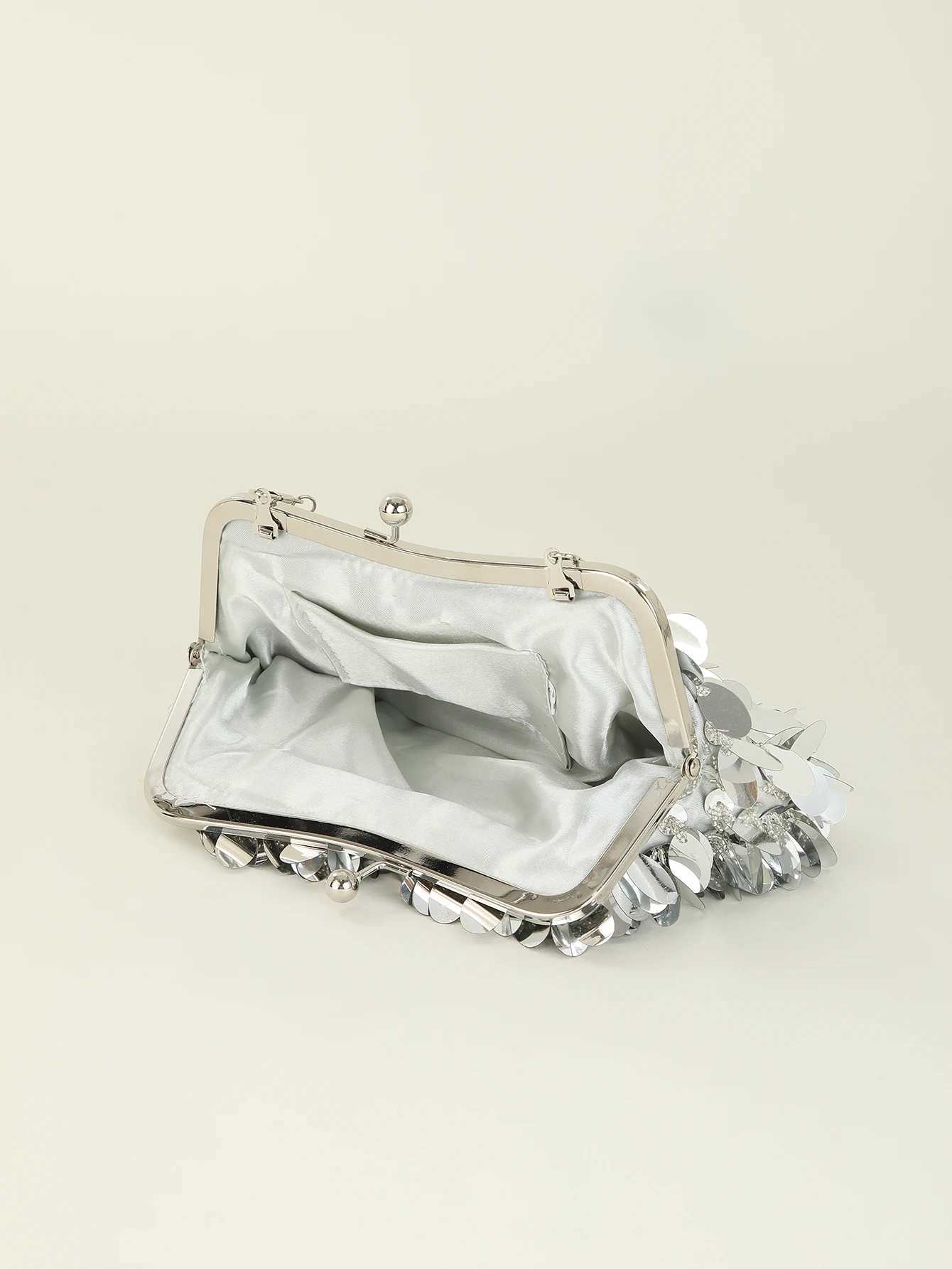 Handmade Solid Sequin Crossbody Clutch Evening Bag for Wedding and Party M250625