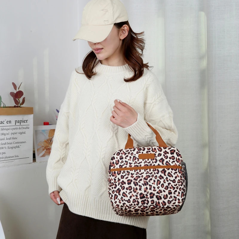 Fashion Large Capacity Leopard Insulated Lunch Bag for Work and School Non Food Contact Outdoor Travel Cooler Pack Picnic Bag 250624