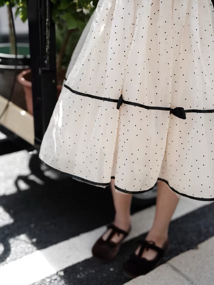 Girls' plush printed dress casual dress neck hanging dress birthday party dress