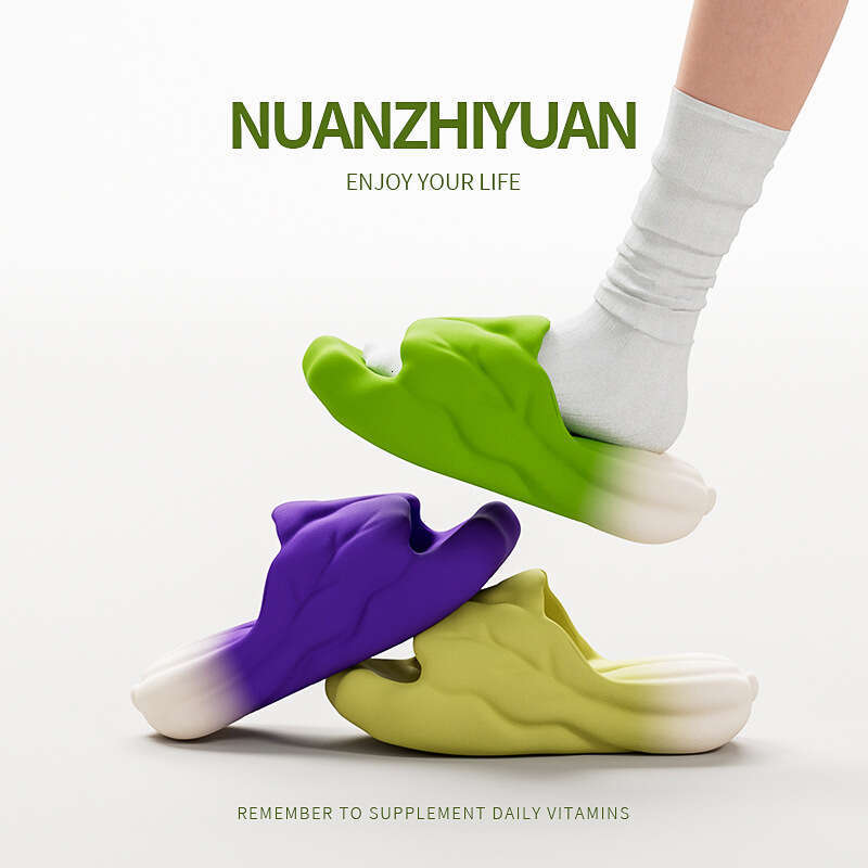 Creative Cartoon Cabbage Slippers for Women Summer Indoor Home EVA Soft Sole Non-Slip Wearable Couple Sandals
