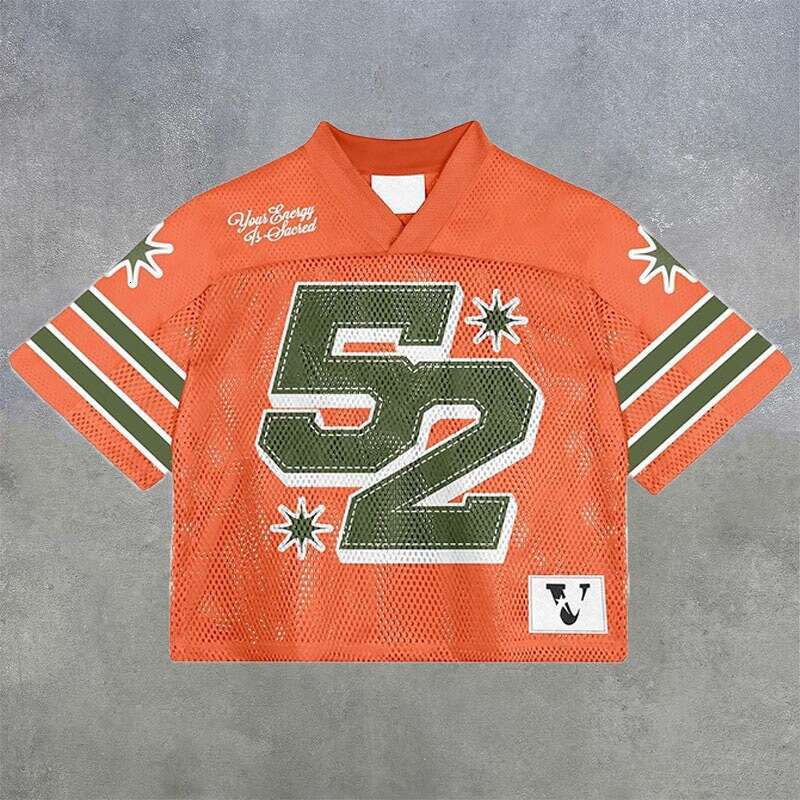 2025 Trendy New Summer Men's V-neck Patchwork Jersey American Style Short Sleeve