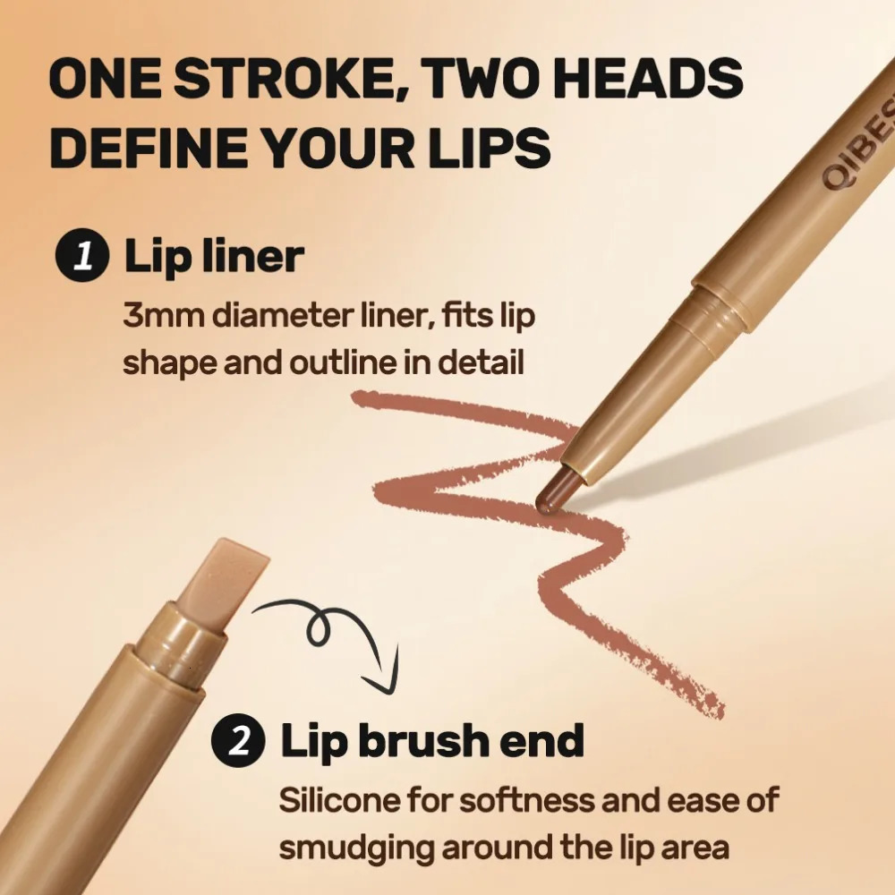 Double Head Black Lip Liner Brush Pen Mist Matte Velvet Contour Tint Lipstick Pencil Long Lasting Nude Brown Natural Lip Makeup 250625
