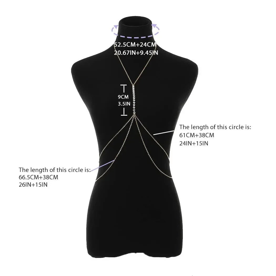 Festival Clothing Sexy Bra Chain Beach Bikini Neck Clre Jewellery Women Simple Embedded Body Belly 250613