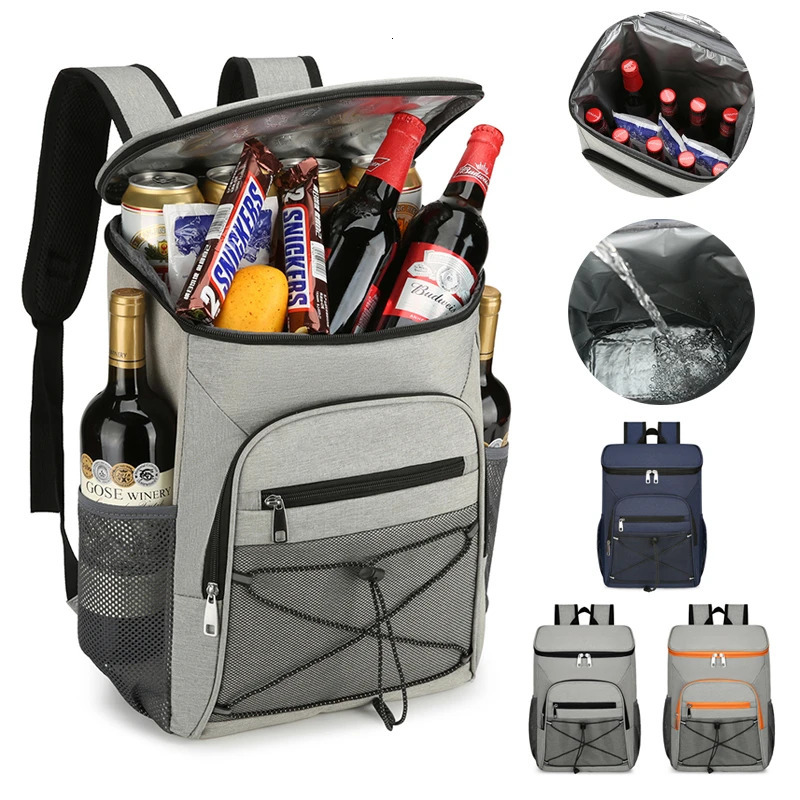 Large capacity insulated cooler backpackmulti-compartment leak-proof no contact with foodcamping and outdoor activities 250624