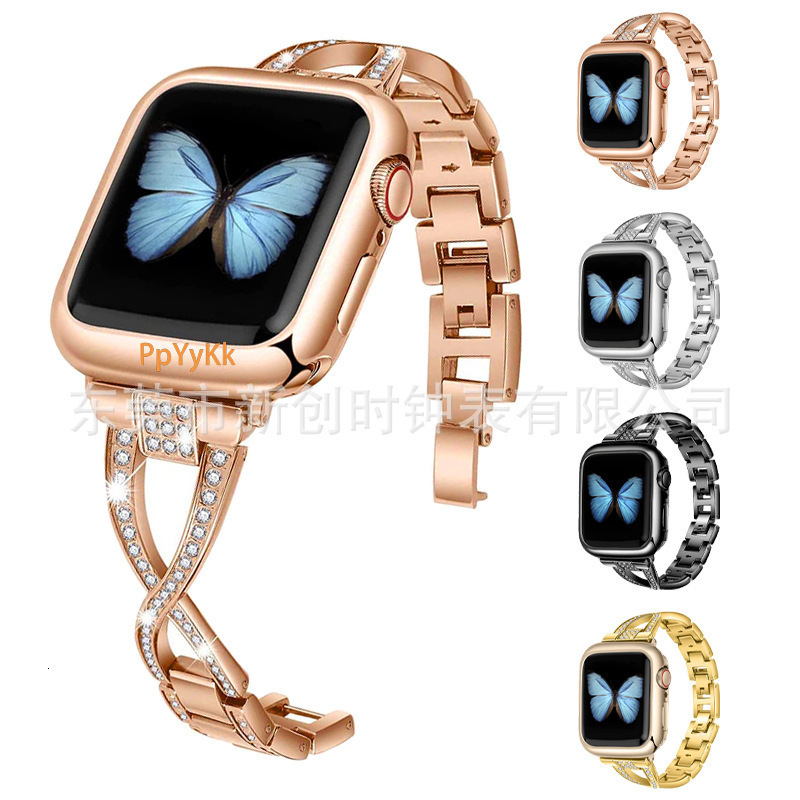 Luxury High End Diamond Inlaid Metal Watch Straps for iWatch 9-1 Apple iWatch