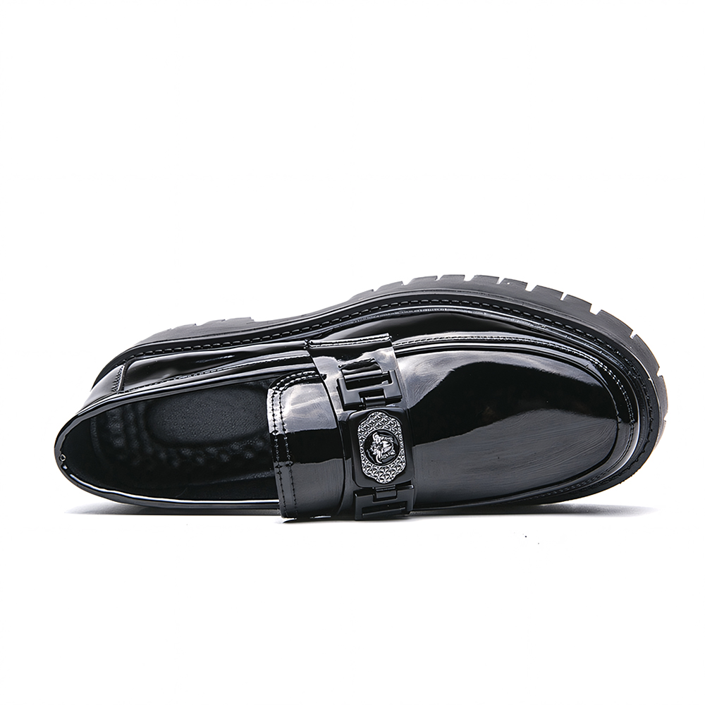 8806-Men's Platform Leather Shoes Classic Round Toe Business Casual Formal Handmade Leather Shoes