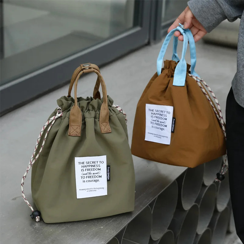 Large Capacity Insulation Waterproof Lunch Bag with Drawstring Closure Thickened Fruit Cooler Bento for Picnic Handle Bag 250624